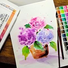 Watercolor Paint Set – 48 Half Pan Colors with Portable Tin Box, Ideal for Be…