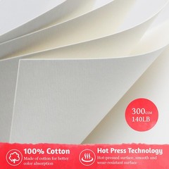 Watercolor Paper Pad Hot Press 140 lb/300 GSM 100% Cotton 30 Sheets A5 (8.3×5.8)