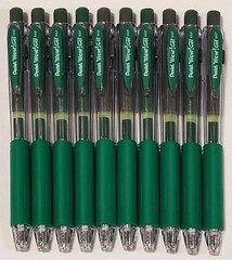 NEW Pentel WOW! Retractable Gel Pen GREEN INK Med Tip .7mm BULK 100-pcs K437-DBR