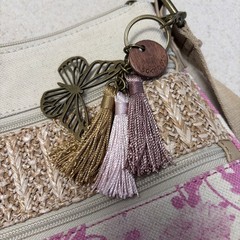 Sakroots Artist Circle Linen Uncoated Canvas Zipper Top Crossbody Rose in Bloom
