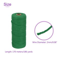 2mm x 186 Yard Emerald Green Natural Cotton Macrame Rope, 2 Strands