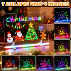 1-Pack Light up LED Dry Erase Drawing Board for Kids with 7-Color Modes, Stand,
