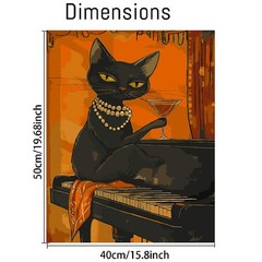 Drinking Cat Paint by Numbers Kit for Adults DIY Canvas Painting Art