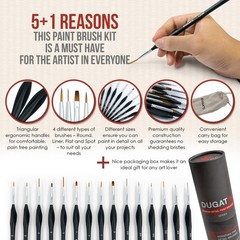15 Fine Detail Brushes for Acrylic, Watercolor, Oil, Models & Warhammer Paints