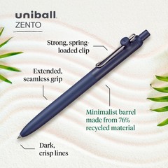uni-ball Zento Gel Ink Rollerball 1 Count (Pack of 4), Muted – Black