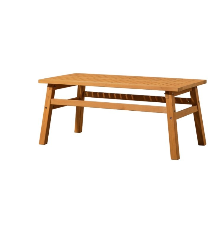 Outdoor Wood Coffee Table, 42″ Farmhouse Side Table for Patio, Solid Cedar Wood