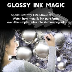 Pagather 3Pcs Chrome Paint Markers, Silver Permanent Mirror Liquid Chrome Pens f