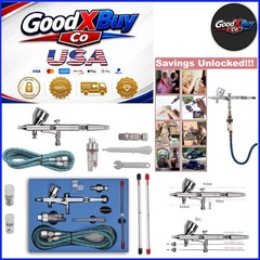 Versatile Airbrush Kit with 0.2/0.3/0.5mm Needles, Air Hose, for Model, Tatto…