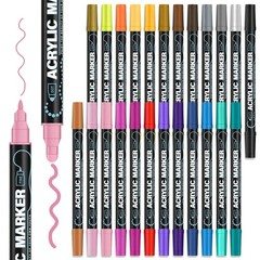 Acrylic Paint Markers, 24 Colors Paint Pens Acrylic Markers, Dual-Tip Acrylic…