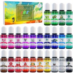 Alcohol Ink Set – 24 Vibrant Colors for Resin Art, Petri 24 Bottles x 10ml