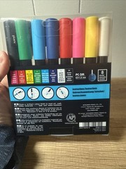 Posca Paint Marker- 8 Count- Black, Red, Pink, White, Green, Blue, Yellow New C2