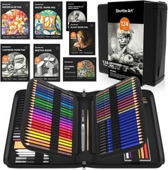 124-Piece Drawing Kit with Pencils & Paper Pads