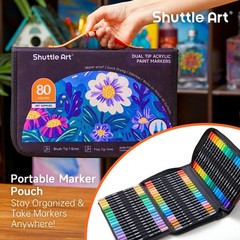 Shuttle Art 80 Colors 1 Count (Pack of 80), 80 Brush Tip and Fine