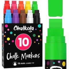 Chalkola Window Markers – 15mm Jumbo – 3 in 10 Count (Pack of 1), Multicolor