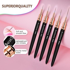 Nail Art Liner Brushes, 5Pcs Professional Gel Polish Painting Small, Black