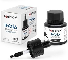 Liquidraw Waterproof Coloured Drawing Ink with Dropper | 10 x 35 ml Bottles