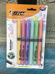 BIC Highlighter Grip Pastel Pens Adjustable Chisel Tip – Assorted Colors, 6 Pack
