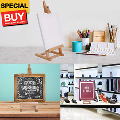 16″ Mini Tabletop Wooden H-Frame Studio Easel – Artists Adjustable Beechwood Pai