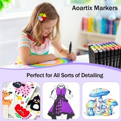 48 Color Alcohol Markers Dual Tip Fine Chisel Art Drawing Sketch Coloring Pens