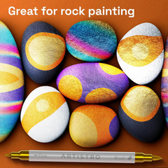 ARTISTRO 24 Metallic Acrylic Paint Markers – Paint Pens for Drawing – for Fabric