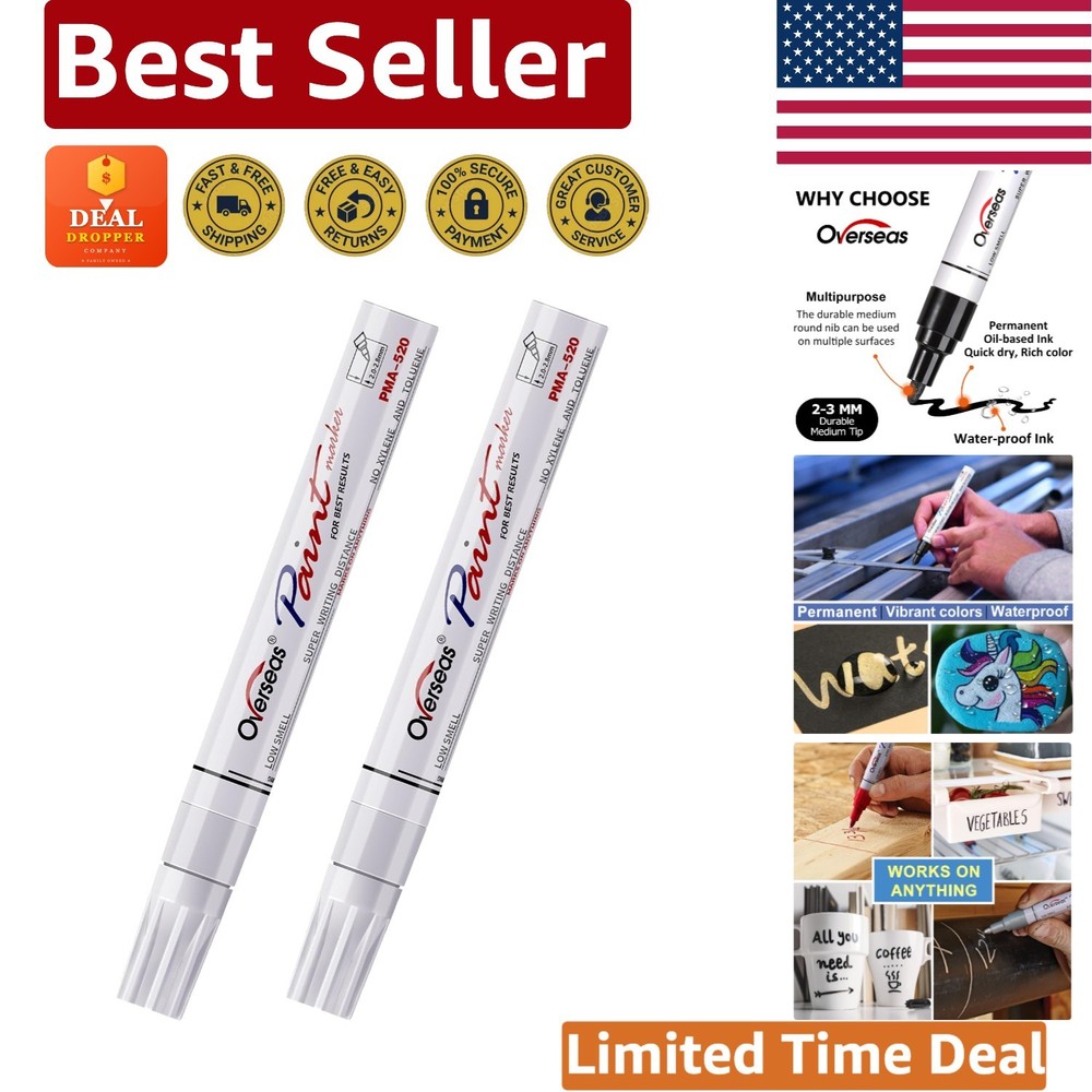 Versatile 2-Pack Oil-Based White Paint Pens – Ideal for Multiple Surfaces