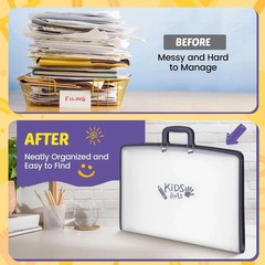 11×17 Kids Art Portfolio – Accordian File Organizer with Frosted Translucent
