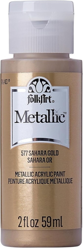 Quick Drying Sahara Gold Metallic Acrylic Paint 2 oz – Ideal for Arts & Crafts