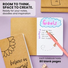 Kraft Notebooks Bulk, 80 Blank Pages, 4 x 5.75 in Mini Pack of 24, Brown