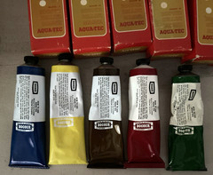 Lot of 5 Vintage Bocour Aqua-tec Artist Colors Paint Art Supplies Cerulean Blue
