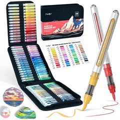 New JusArt 48 Colors Acrylic Paint Markers with Canvas Bag Water-Based No-Bleed