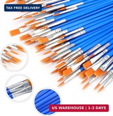 AROIC Acrylic Paint Brush Set, 200 pcs Nylon Hair Brushes for All Purpose Oil Wa