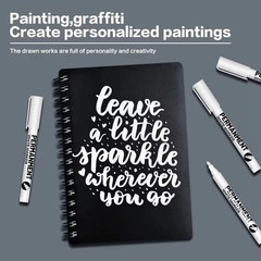 6 Pack Acrylic White Paint Pens White Permanent Marker with Extra Fine Point