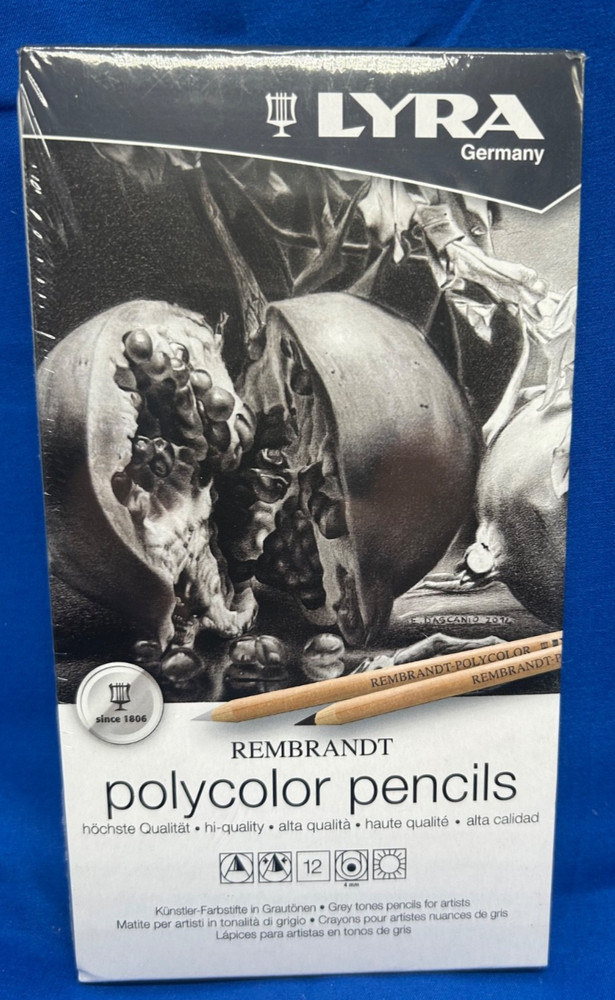 Lyra Rembrandt polycolor pencils- Tin of 12 Gray Scale Artist Pencils new sealed