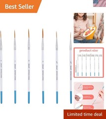 Fine Point Rigger Brush Set: 6 Nylon Burshes for Acrylic & Watercolor Art