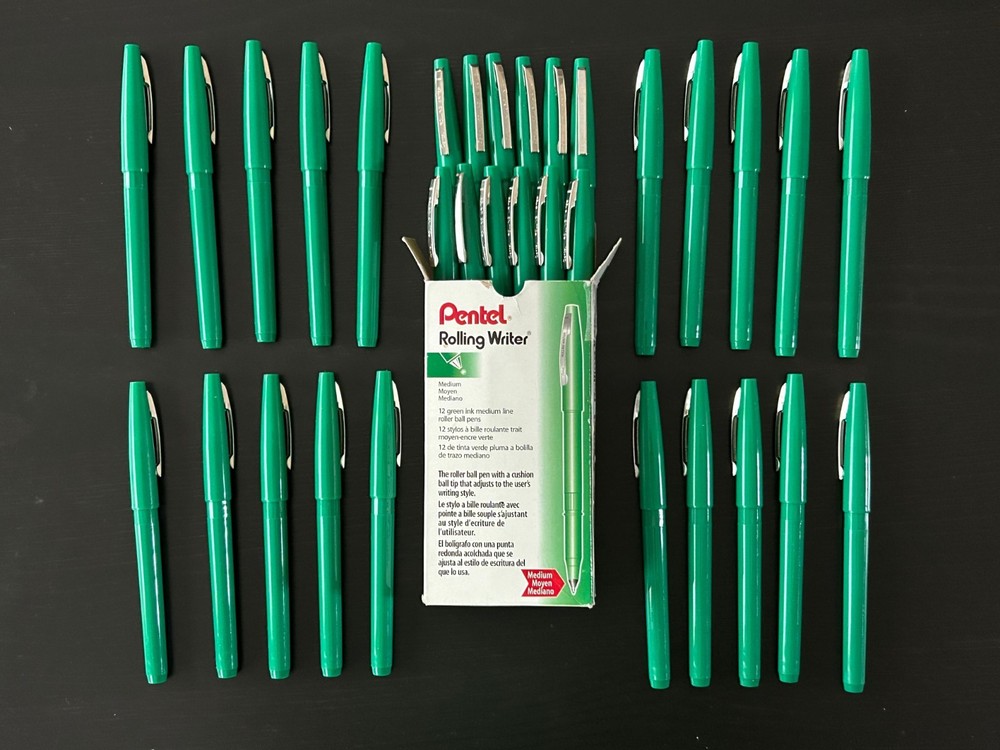 Pentel Rolling Writer R100-D – Lot of 32 pens (Open box of 12 + 20 loose pens)