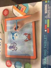 Discovery Kids Tracing Tablet Illuminated LED Toy 34 Piece Built In Storage New
