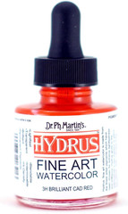 Hydrus Fine Art Watercolor (3H) Watercolor Bottle, 1.0 Oz, Brilliant Cad Red, 1