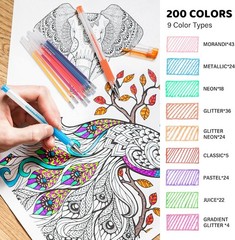 200 Colors Gel Pen Refills, Glitter Neon Gel Pens Refills,Replace Cartridges fo