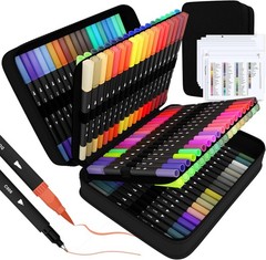 110-Color Fineliner & Brush Pen Set, Case