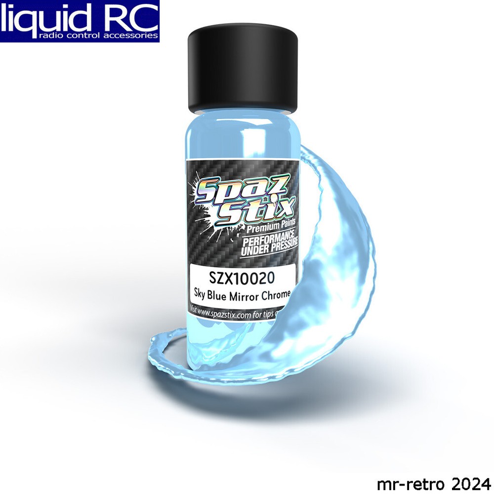 Spaz Stix 10020 Sky Blue Mirror Chrome Airbrush Ready Paint 2oz Bottle