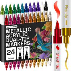 ARTISTRO 24 Metallic Acrylic Paint Markers – Paint Pens for Drawing – for Fabric