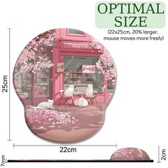 LIMKRIAN Cat Ergonomic Mouse Pad with Wrist Rest, Pink Cherry Blossom Compute…