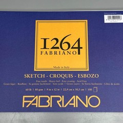 FABRIANO I264 Sketch Paper Pads 9″ x 12″ ITALY 100 Sheets White