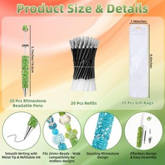 60 Pcs Colorful Rhinestone Beadable Pen Set – DIY Craft Supplies, Ballpoint Pens