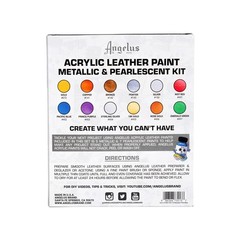 Angelus Acrylic Leather Paint Kit Metallic & Pearlescent 12 Pack Set