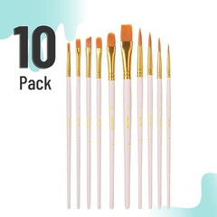 Acrylic Paint Brushes Set, 10 Pack, Round & Pointed Tip | Nylon Hair Artist B…