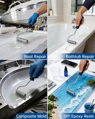 Fiberglass Roller Tools Kit, 4Pcs Bubble Paddle Tool Resin