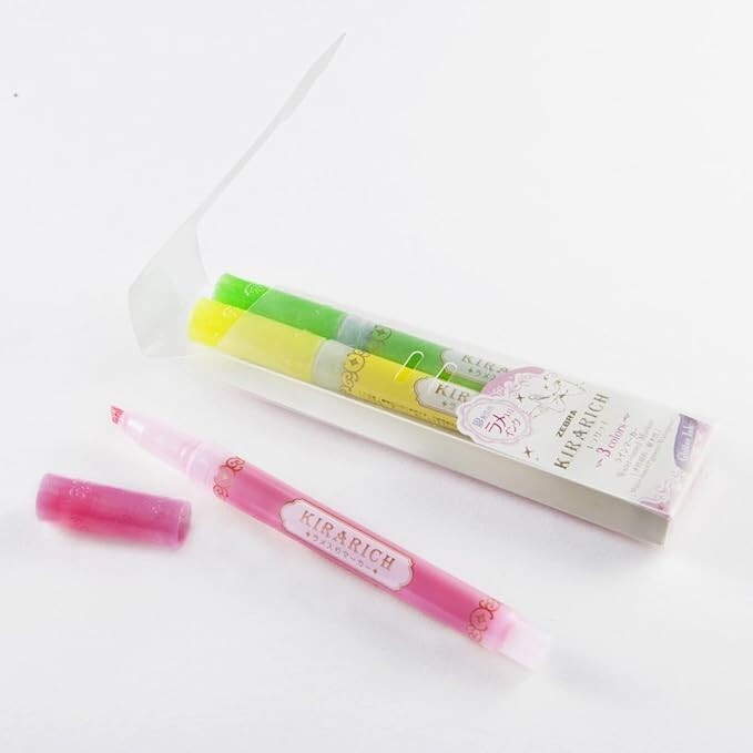 Zebra B-WKS18-3C Highlighter, Kirarich, 3 Colors, 10 Pieces