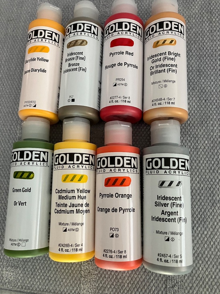 (8)GOLDEN FLUID ACRYLICS LOT of 8 DIFFERENT 4 oz.each HIGH SERIES New