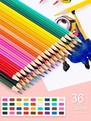 36 Pack Colored Pencils with Built-In Sharpener in Tube Cap, Vibrant Color Presh